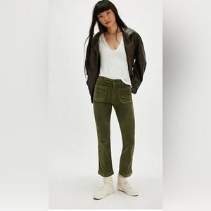 Free People High Time Velvet Kick Flare Pants Chive